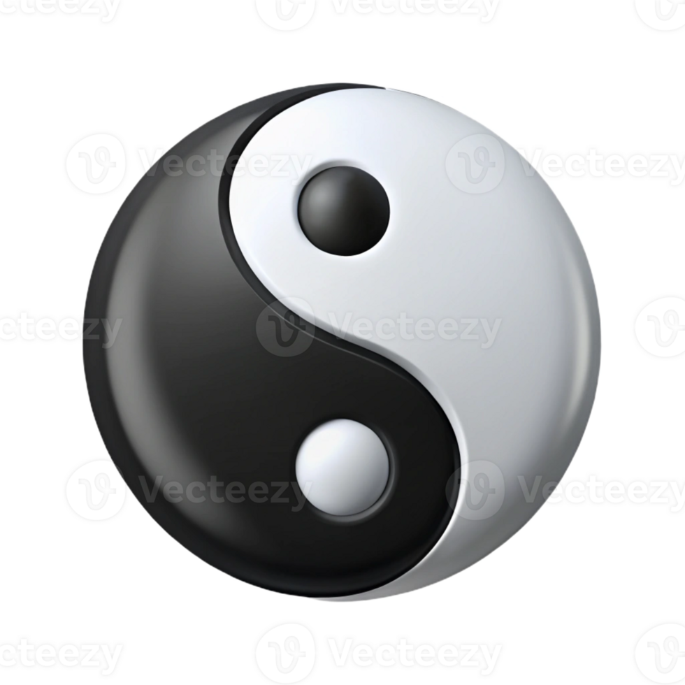 enchanting ethereal classic Symmetrical yin-yang symbol, single-weight stroke, flat black and white with Scalable Design. high resolution png
