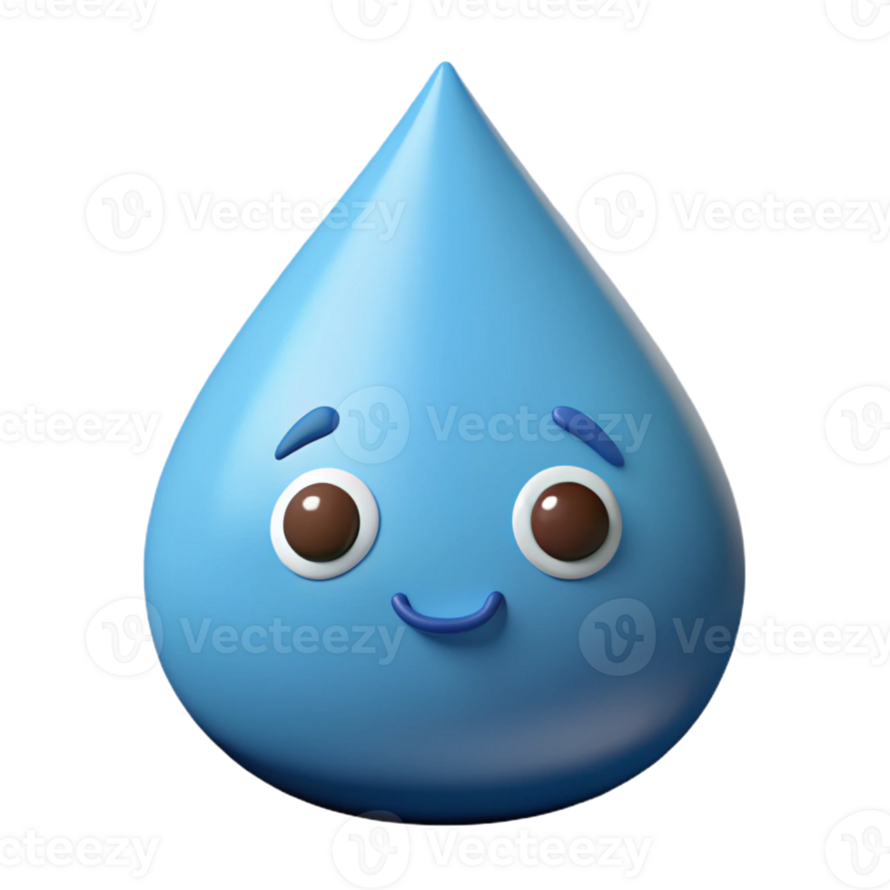 glorious traditional Raindrop character with two small, round eyes. Clean lines, flat color with Scalable Design. high resolution png