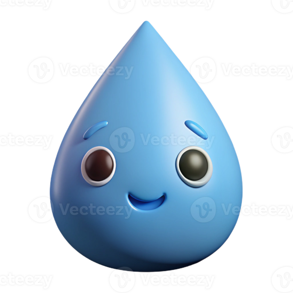dramatic iconic Raindrop character with two small, round eyes. Clean lines, flat color with Scalable Design. png