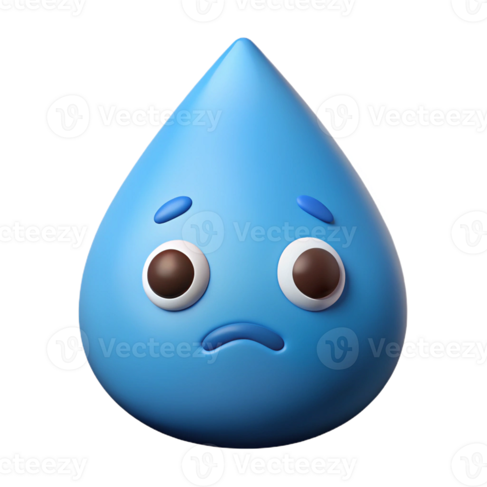 dramatic elegant Teardrop character with a sad expression. Crisp edges, flat color with Scalable Design. high quality png