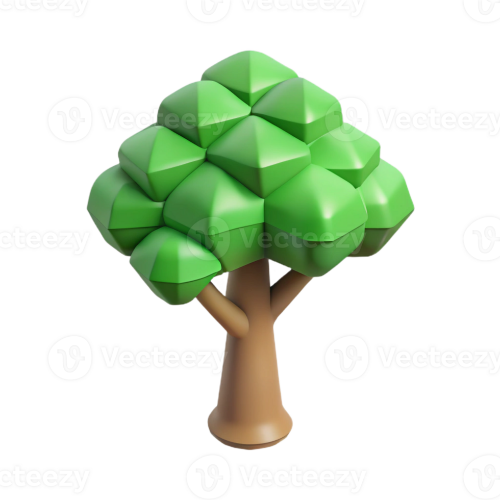 ethereal dramatic Minimal isometric tree with single-weight stroke and green leaves with Scalable Design. 4K png