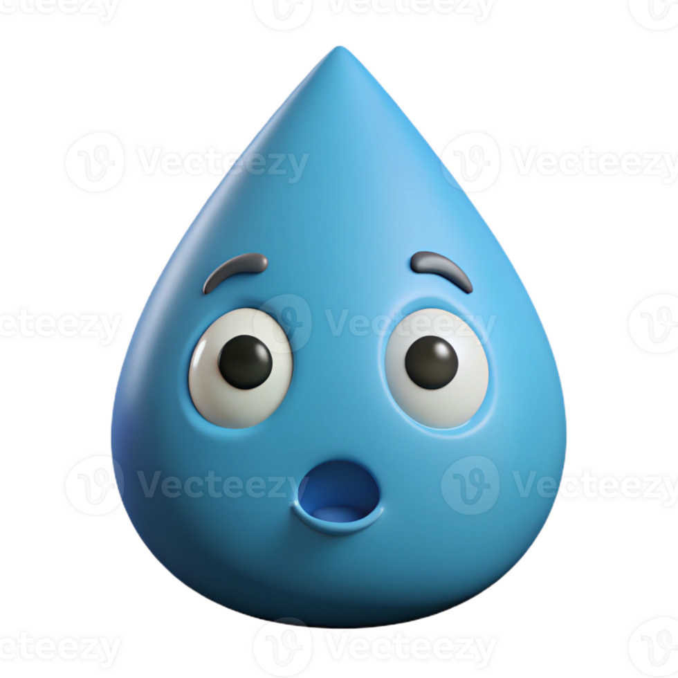 ethereal splendid Teardrop-shaped character with a surprised expression, flat light blue with Scalable Design. elite png
