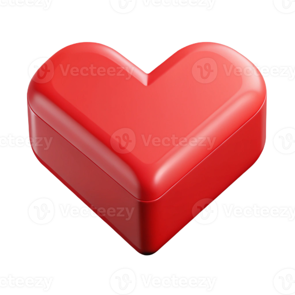 dramatic romantic avant-garde Symmetrical isometric heart with clean lines and red color with Scalable Design. luxury png