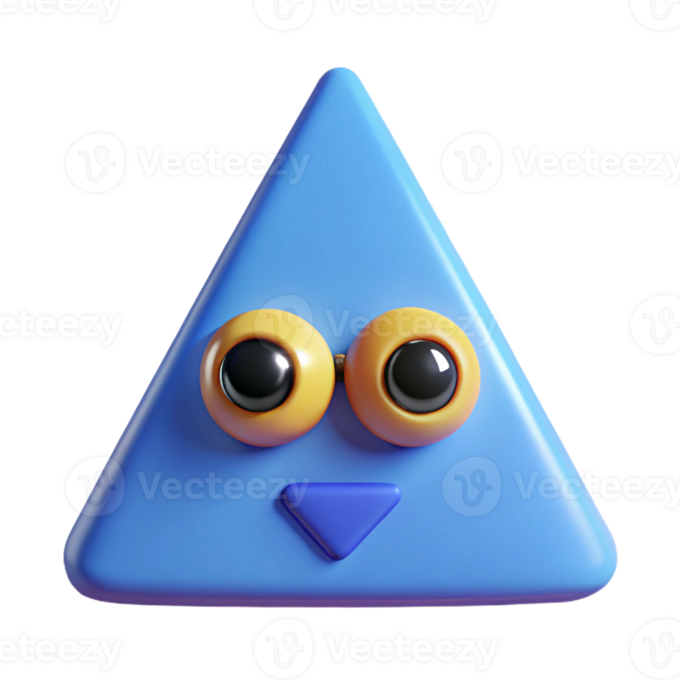 melancholic pristine Triangular character with a single, circular eye. Crisp edges, minimal design, flat color with Scalable Design. masterfully captured png