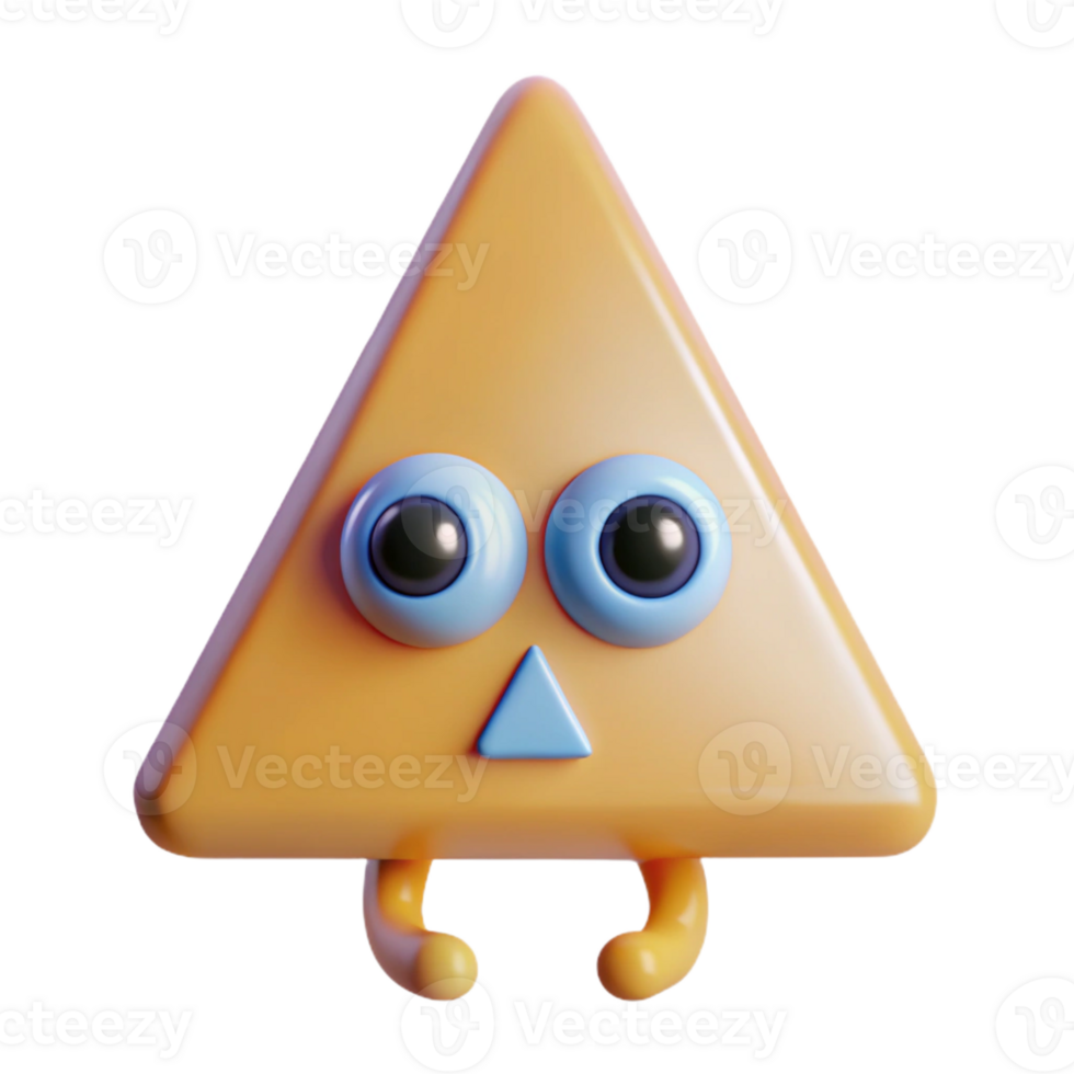 timeless minimalist Triangular character with a single, circular eye. Crisp edges, minimal design, flat color with Scalable Design. fine detail png