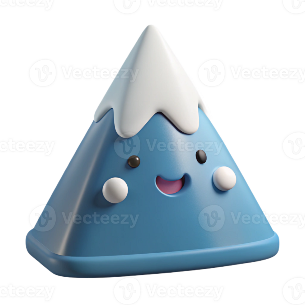 distinguished classic Triangular mountain character with a snowy peak. Crisp edges, minimal design, flat color with Scalable Design. luxury png