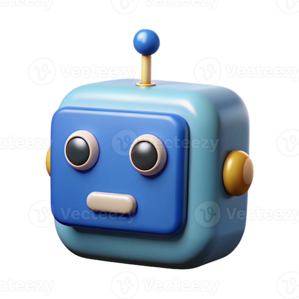 exquisite industrial Geometric square robot with rounded corners and antenna. Crisp edges, flat color, with Scalable Design. handcrafted png