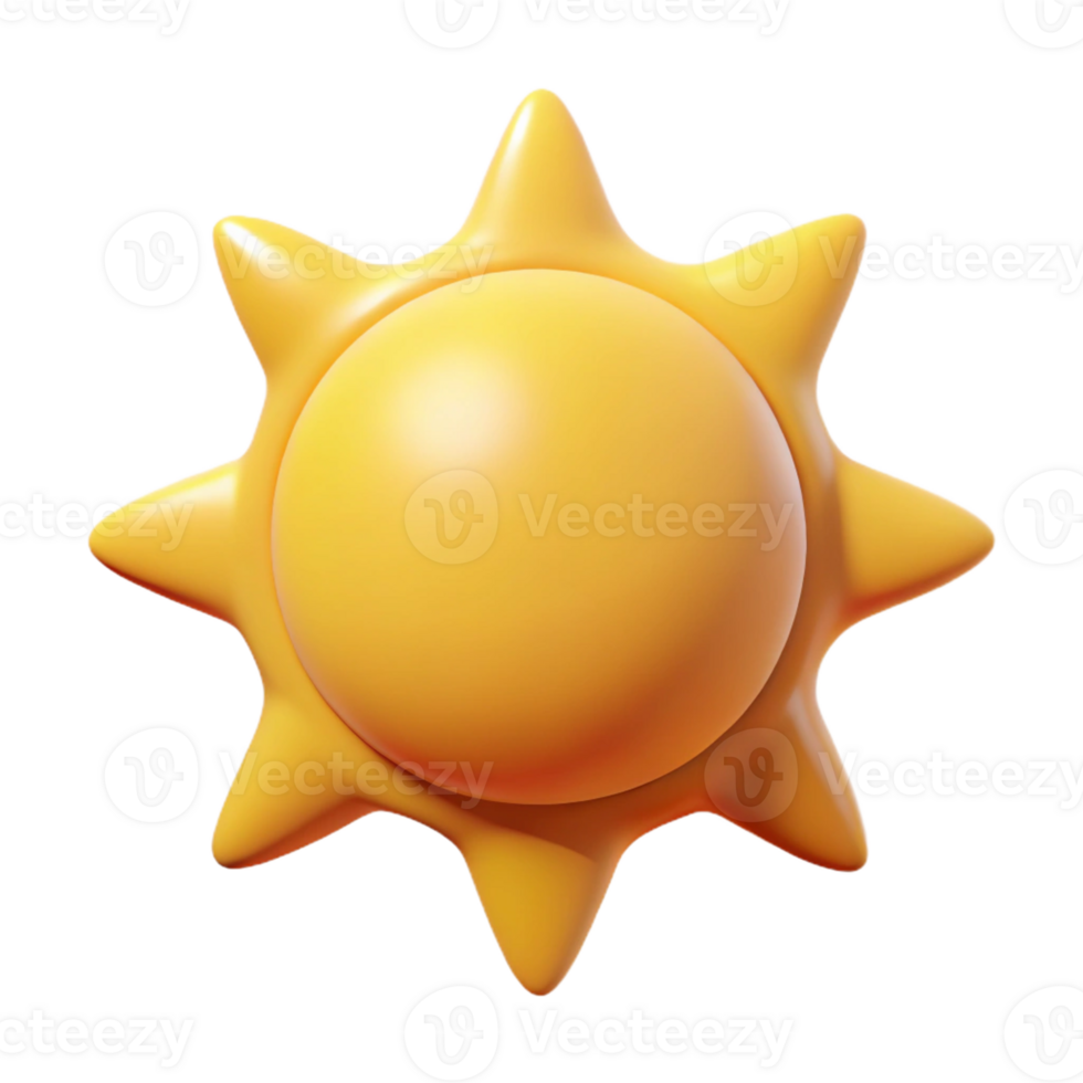 reflective beautiful Crisp edges illustration of a sun. Flat color, minimal with Scalable Design. expertly shot png