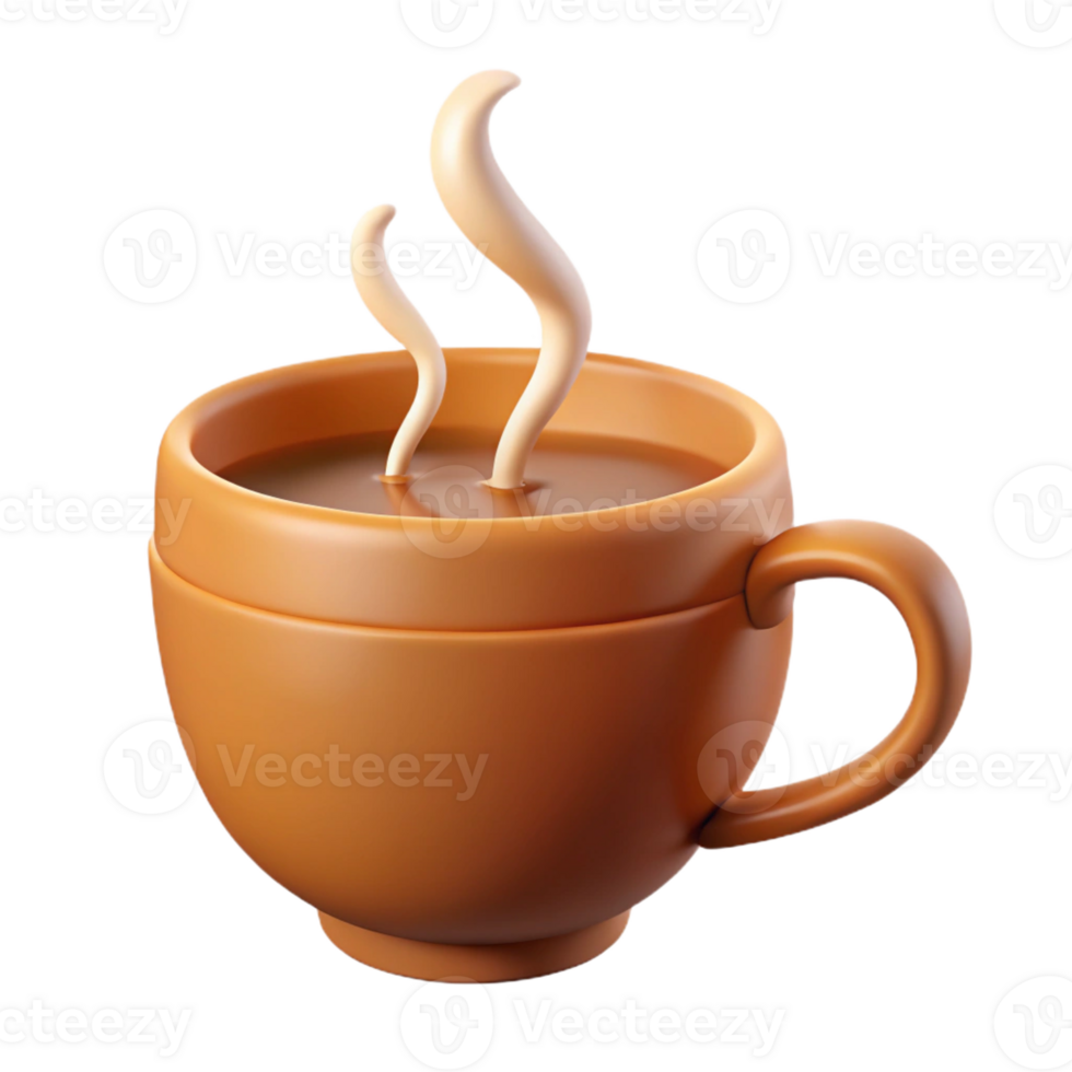 extraordinary dreamy mid-century Coffee cup with steam lines. Minimal design, crisp edges, flat color with Scalable Design. original png