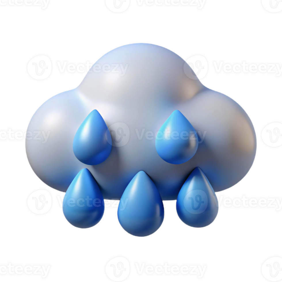 ethereal spectacular Circular cloud with raining teardrops. Flat color, clean lines, minimal design with Scalable Design. crisp png