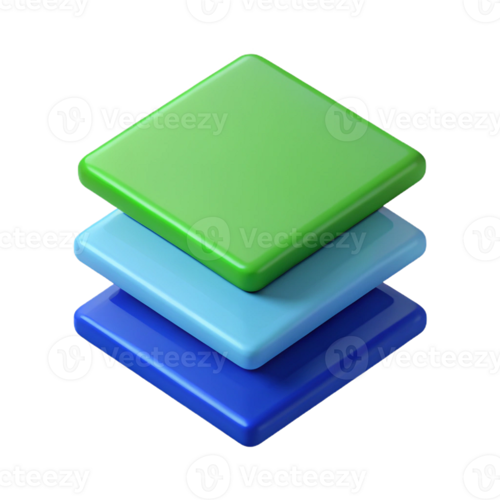 dynamic hypnotic Three overlapping squares, offset, flat blue and green. Clean lines, minimal design with Scalable Design. premium png