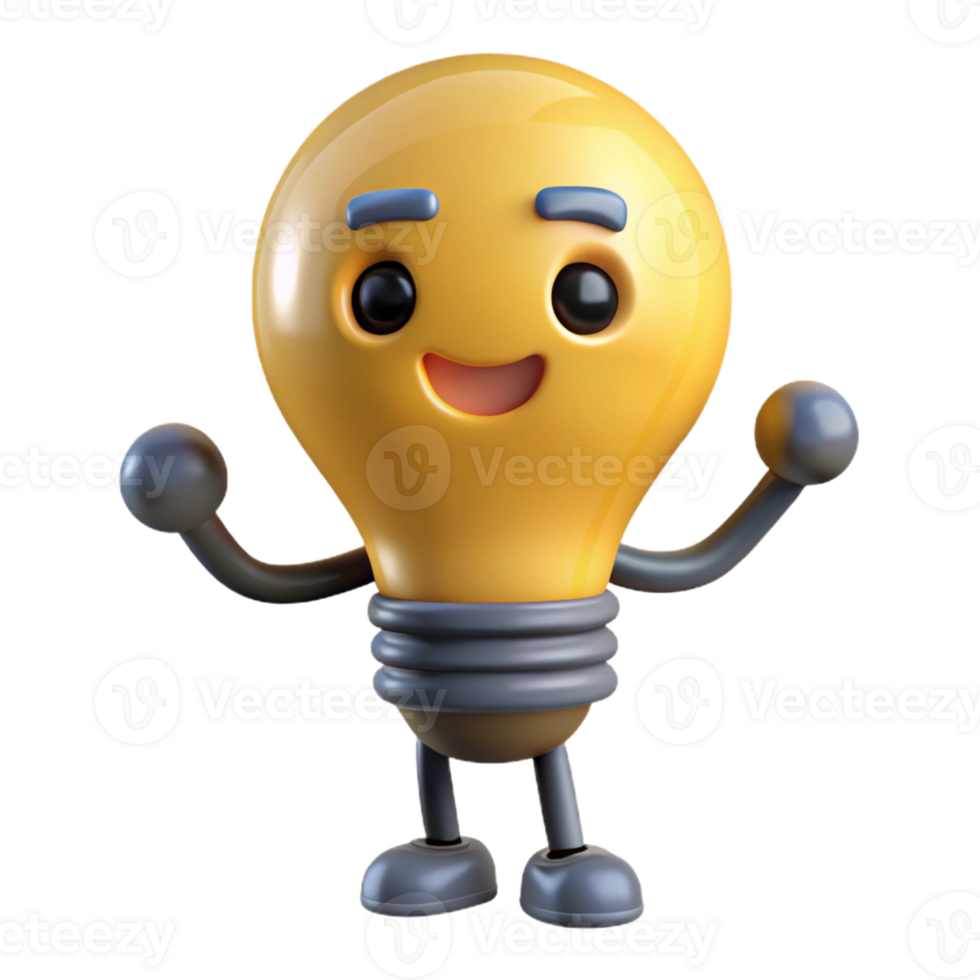 glorious surreal Lightbulb character with a simple filament. Crisp edges, with Scalable Design. refined png