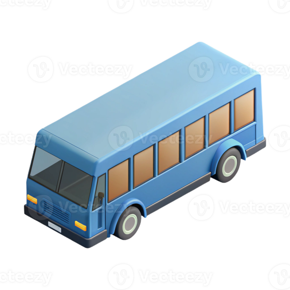 pristine bold geometric Isometric bus. Flat color, symmetrical. with Scalable Design. impeccable png