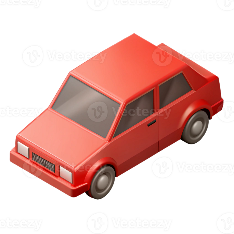 extraordinary geometric Minimal isometric car with crisp edges and a red body with Scalable Design. professional png