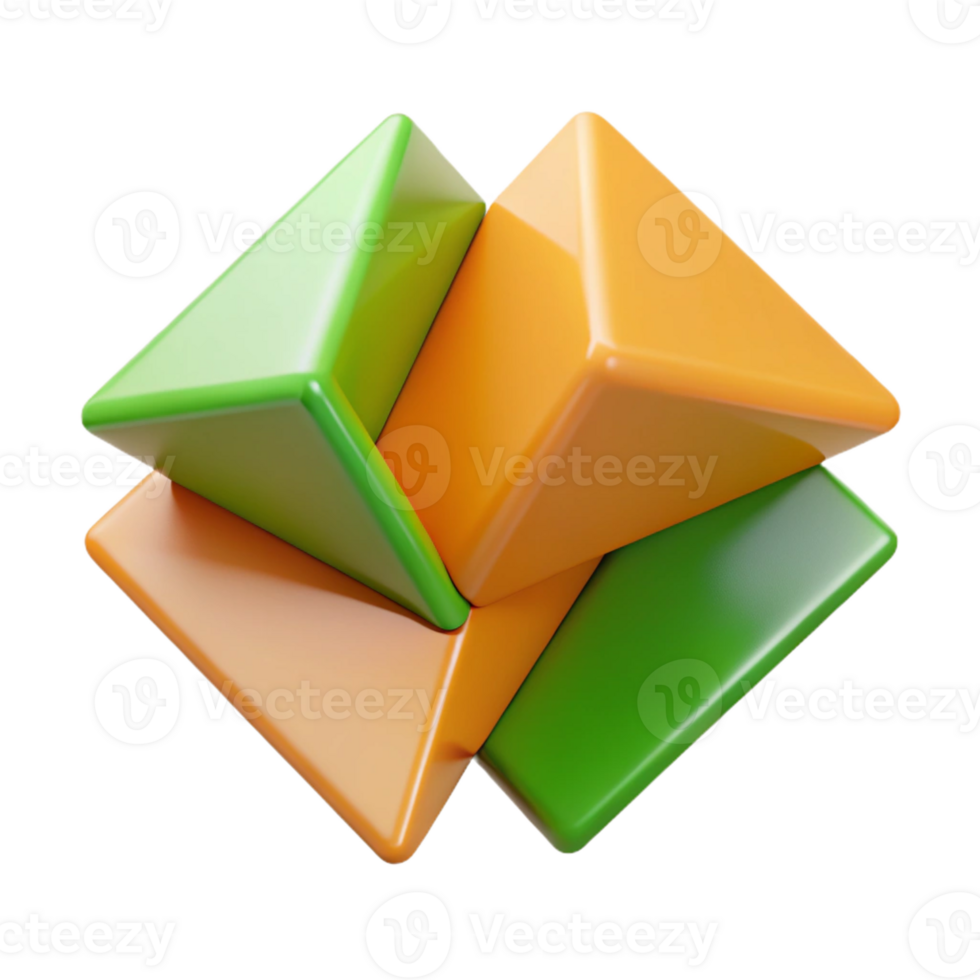 excepcional geométrico interseção trapézios, laranja e verde. plano cor, fresco arestas. com escalável Projeto. profissional png