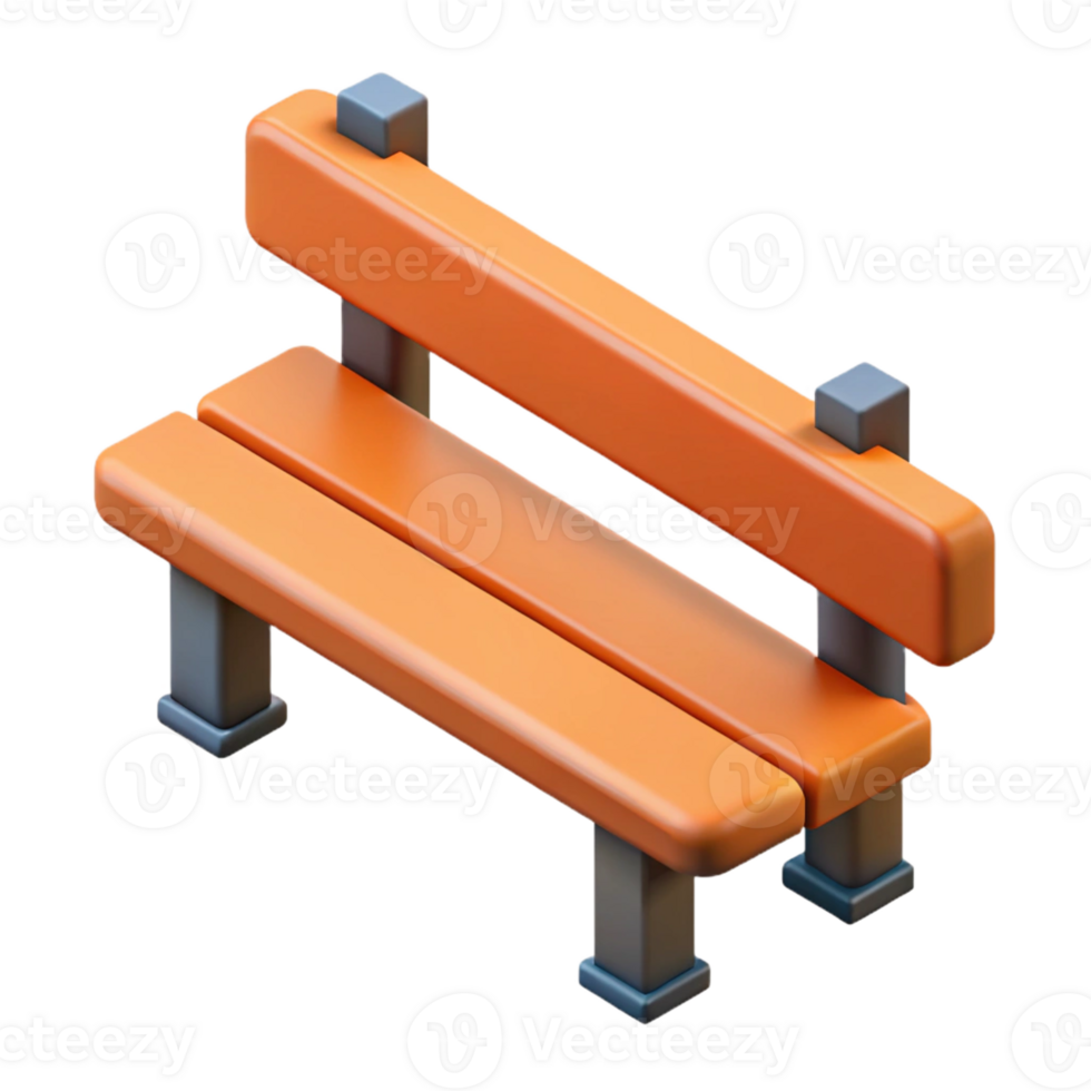 bold vibrant Single-weight stroke isometric park bench with Scalable Design. genuine png