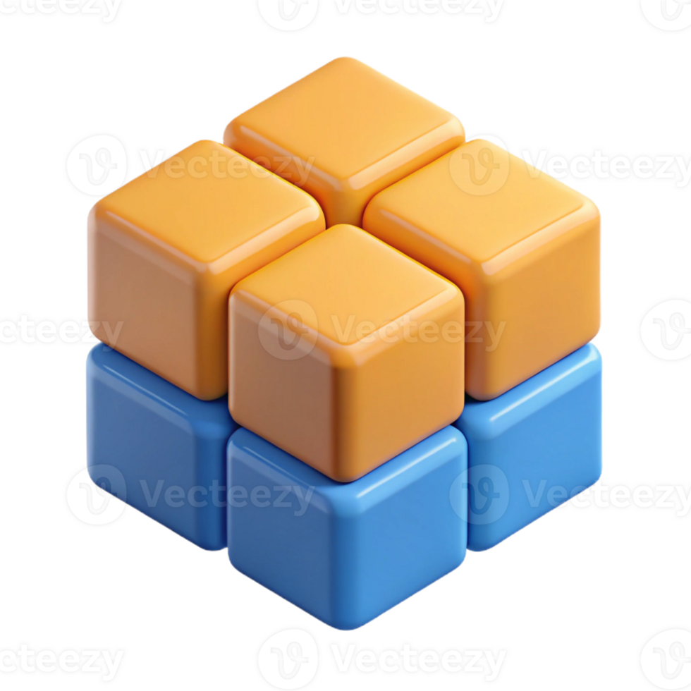 reflective mesmerizing Isometric cube with three visible faces, different flat colors. Crisp edges, with Scalable Design. elite png