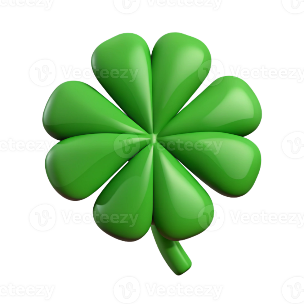 beautiful peaceful classic Symmetrical silhouette of a four-leaf clover. Single-weight stroke, flat color, crisp edges with Scalable Design. high resolution png