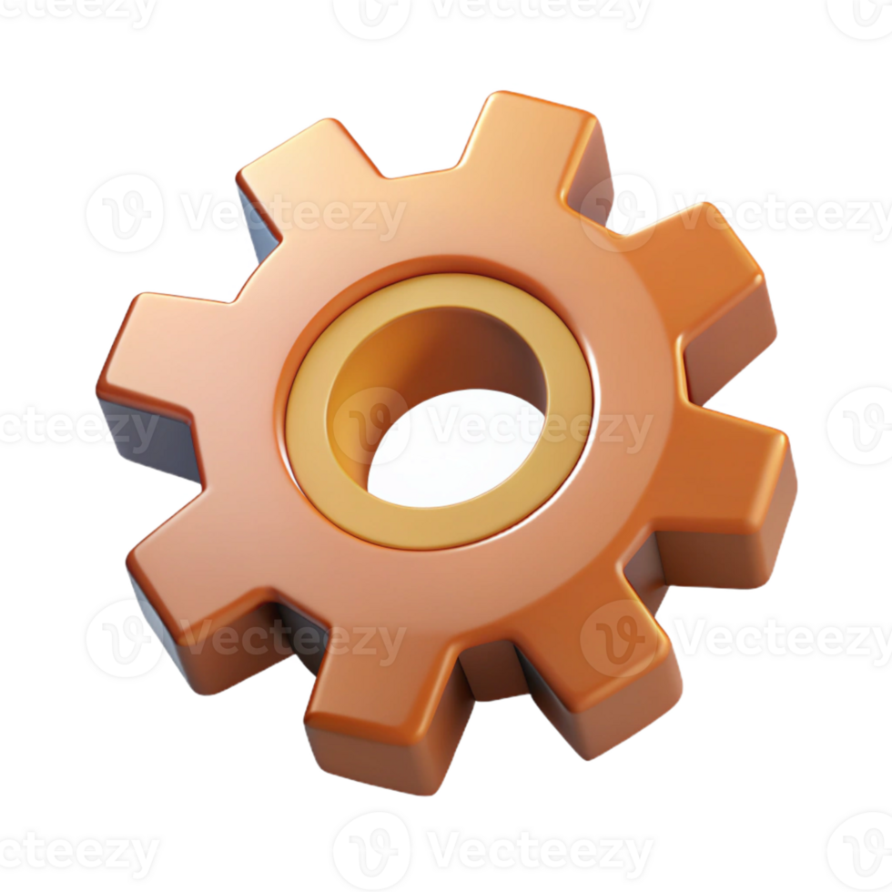 exquisite exemplary Flat color isometric gear with clean lines and a brown color with Scalable Design. png