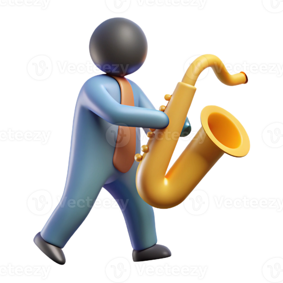 exceptional elegant Silhouette of a playing saxophone. Single-weight stroke, flat color, clean lines with Scalable Design. precision png