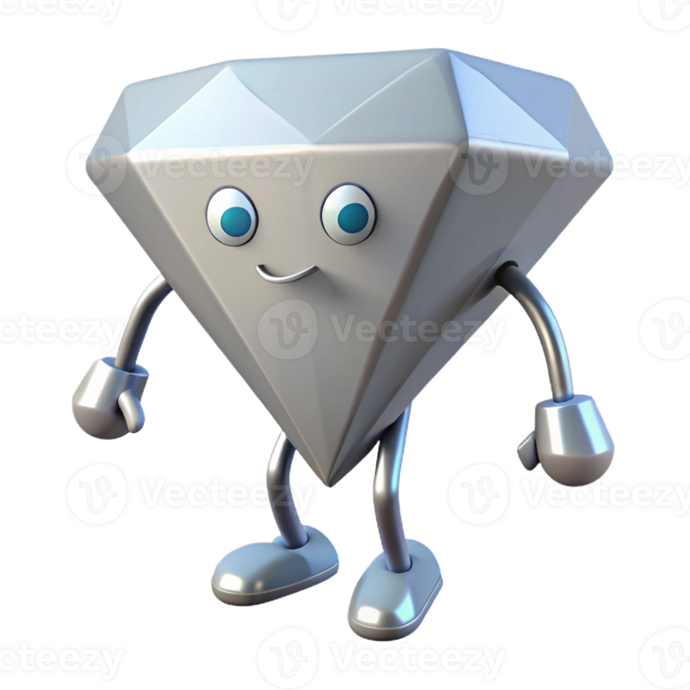 dramatic hypnotic Diamond-shaped character with small, round feet, flat silver, with Scalable Design. top-tier png