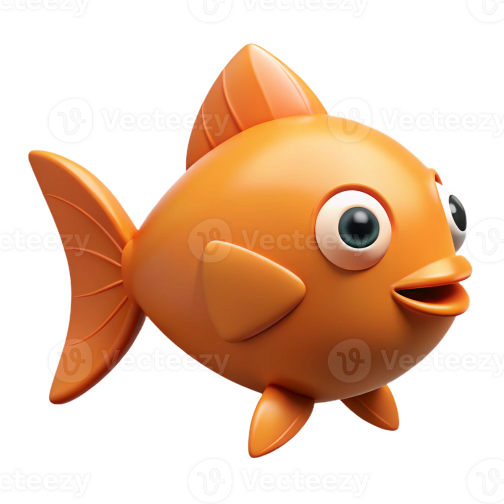 dazzling unforgettable Fish character with a streamlined body and triangular fins. Flat orange color, clean lines with Scalable Design. png