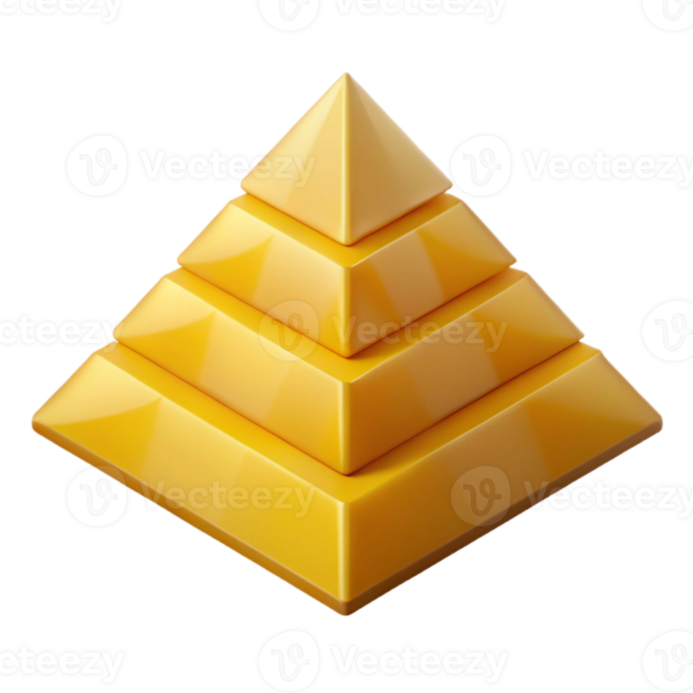 beautiful organic Symmetrical isometric pyramid with clean lines and yellow color with Scalable Design. top-tier png