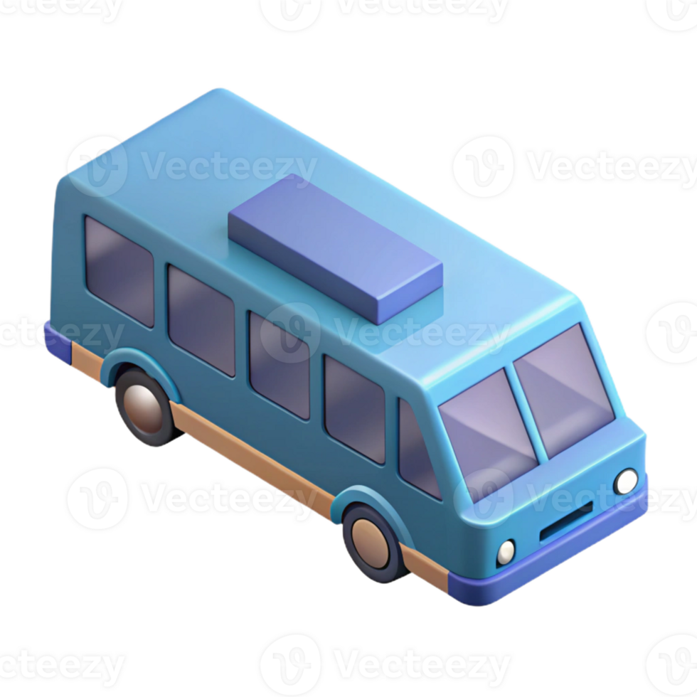 reflective splendid Isometric bus. Flat color, symmetrical. with Scalable Design. premium png