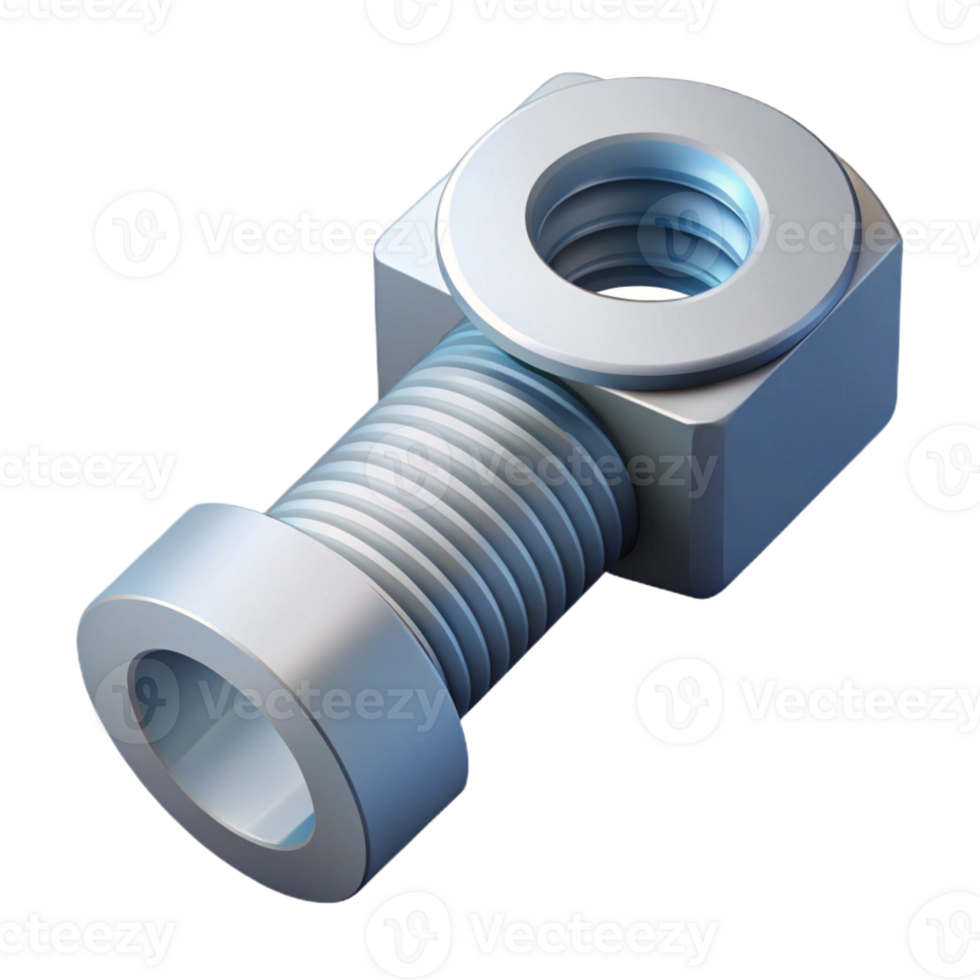 fascinating melancholic urban Isometric view of a bolt and nut. Clean lines, scalable, flat color with Scalable Design. authentic png