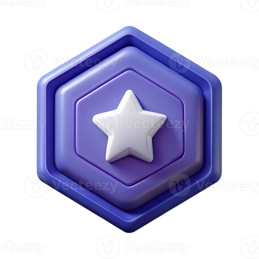 enchanting nostalgic modern Octagonal badge with star icon, symmetrical design, flat indigo with Scalable Design. impeccable png