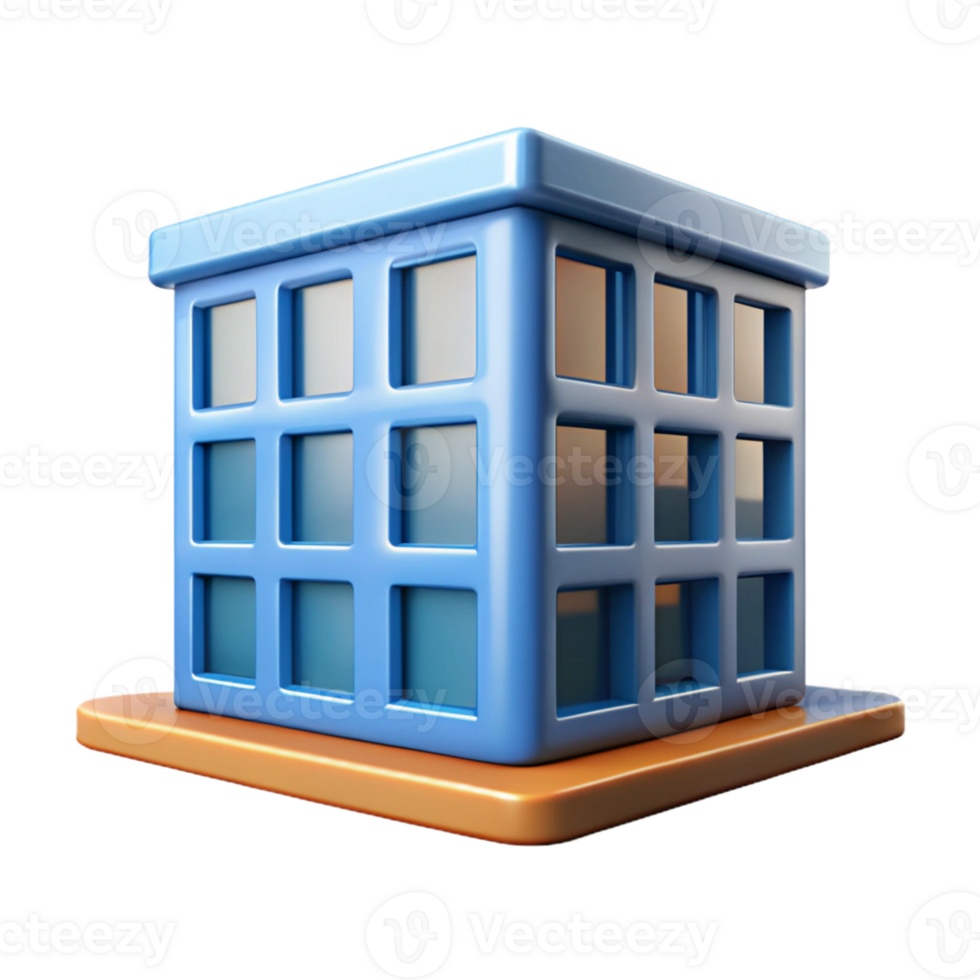 celebrated bohemian Square building with rectangular windows. Crisp edges, geometric shape, with Scalable Design. expertly shot png