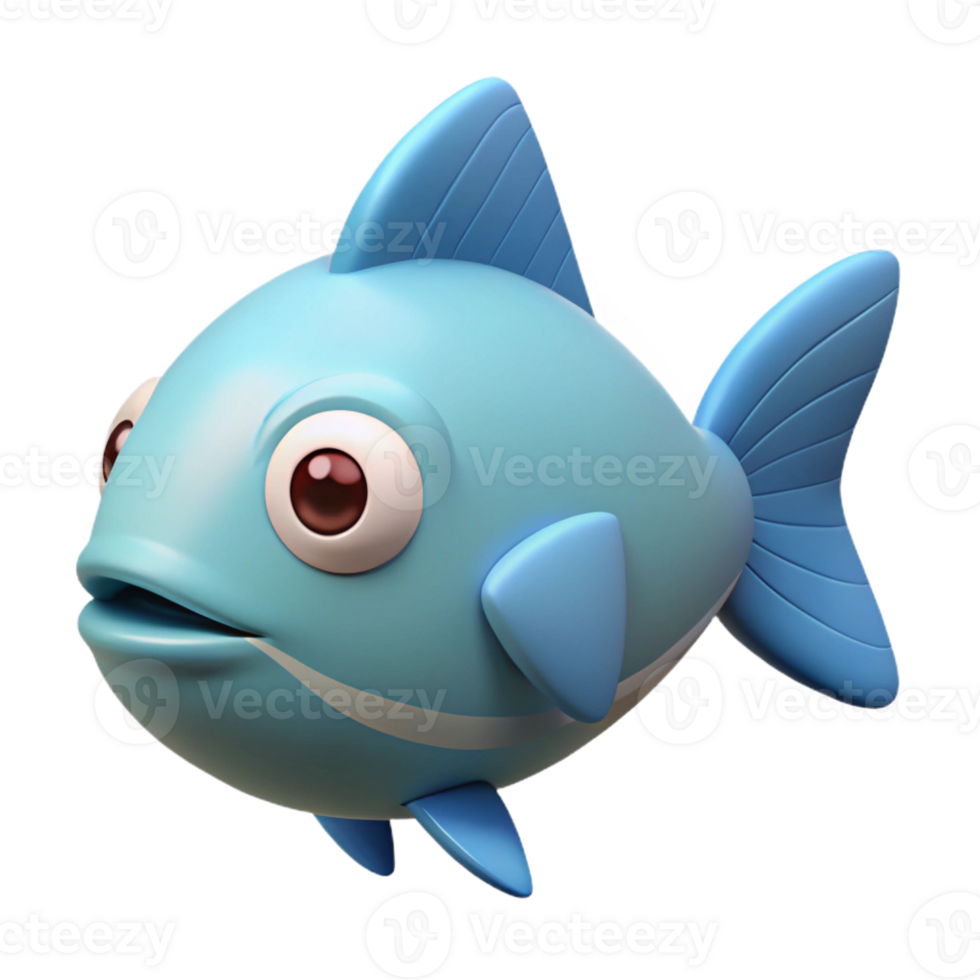celebrated bohemian Fish character with triangular fins, oval body. Clean lines, symmetrical, flat color with Scalable Design. 4K png