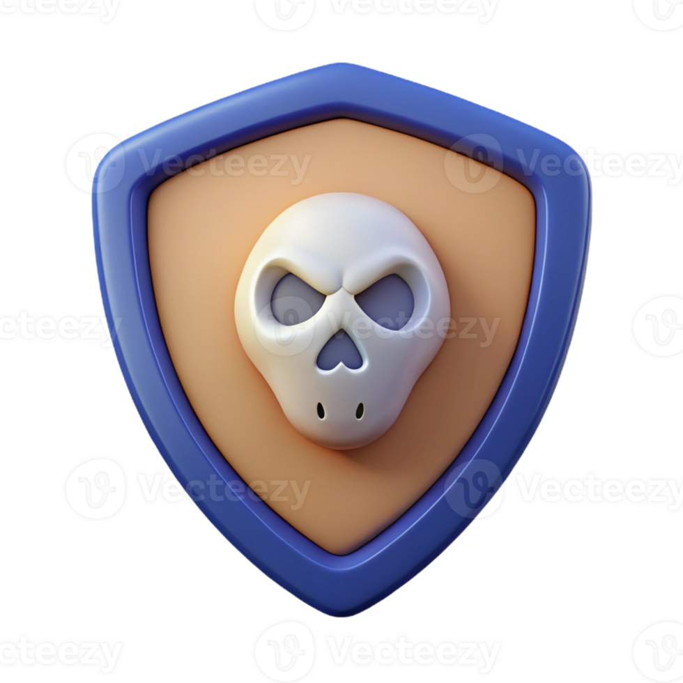 ethereal radiant Shield-shaped badge with a simple, symmetrical skull. Clean lines, flat color, with Scalable Design. elite png