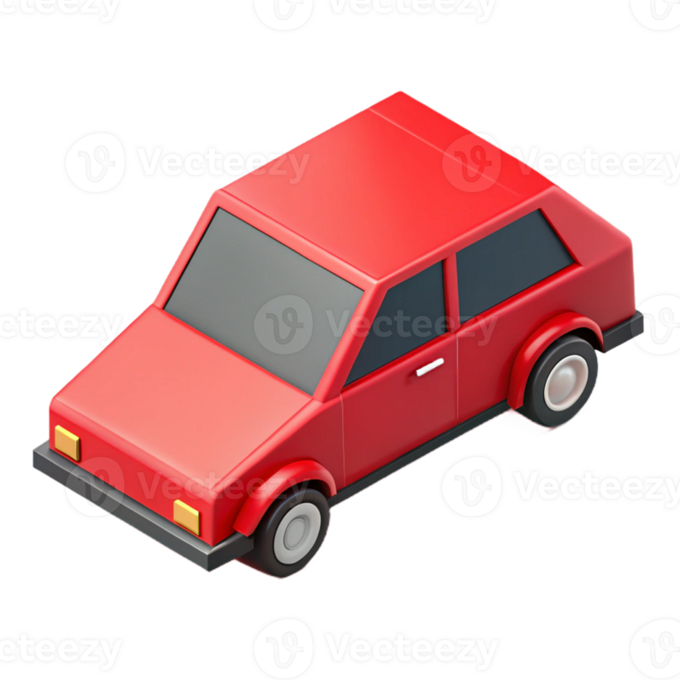 captivating ethereal modern Minimal isometric car with crisp edges and a red body with Scalable Design. authentic png