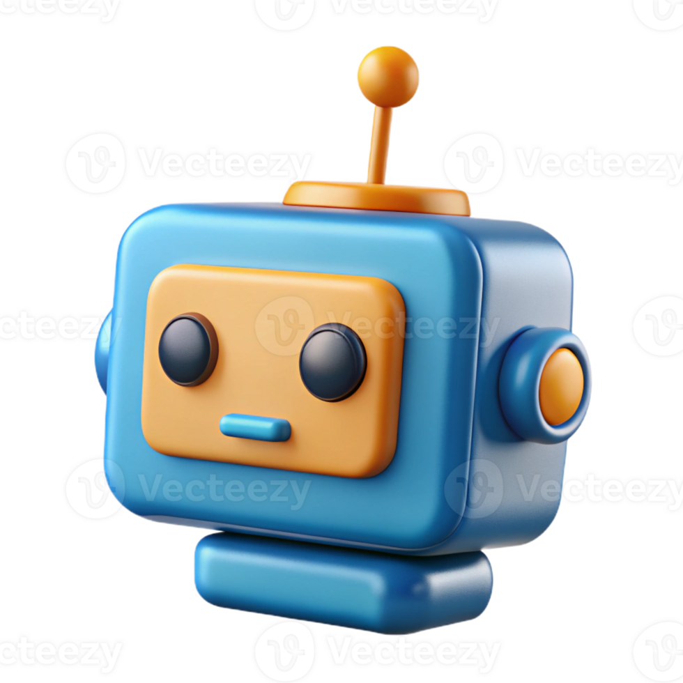 captivating renaissance Geometric square robot with rounded corners and antenna. Crisp edges, flat color, with Scalable Design. flawless png