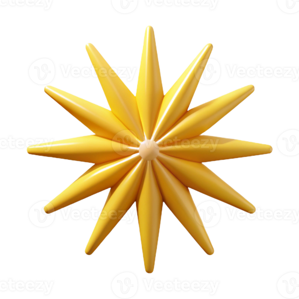 distinctive impressionist Minimal, symmetrical starburst with sharp points. Single-weight stroke, yellow flat color. with Scalable Design. handcrafted png