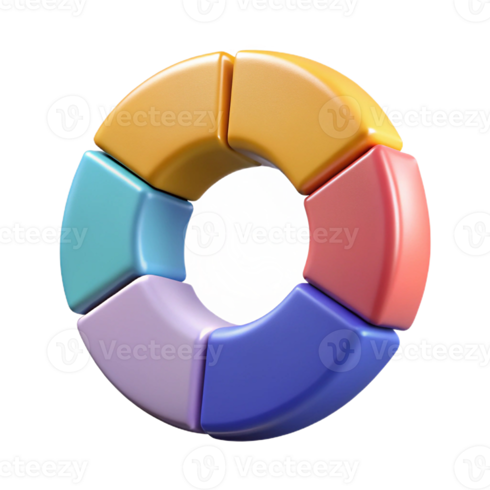exquisite mid-century Circular infographic with five segments, each a different flat color. Clean lines, crisp edges with Scalable Design. artisan png