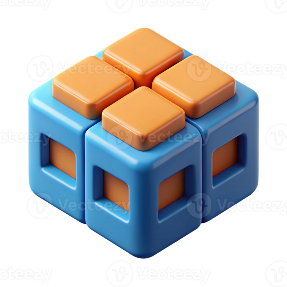 dreamy captivating Isometric cube with three visible faces. Clean lines, geometric, with Scalable Design. refined png