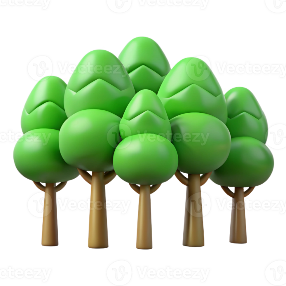 celebrated coastal Five flat color green trees in a row. Clean lines, crisp edges with Scalable Design. fine detail png