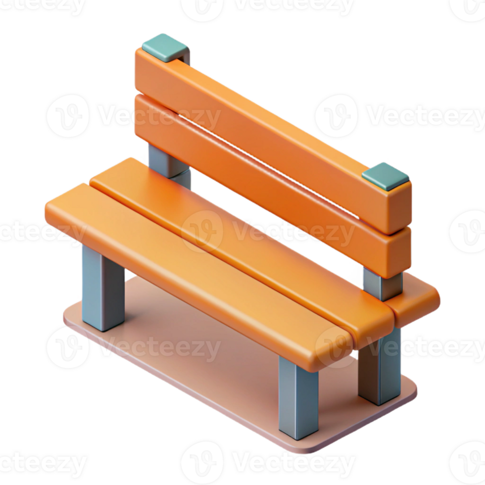dreamy majestic Single-weight stroke isometric park bench with Scalable Design. detailed png