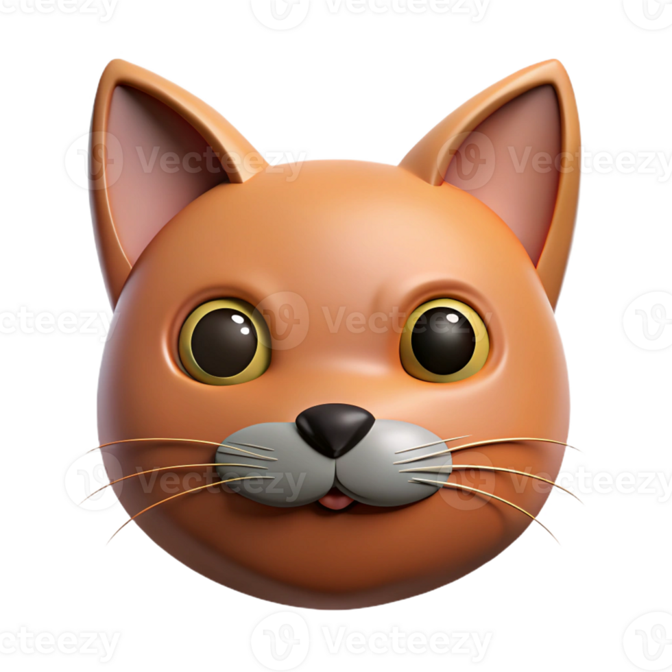 glorioso alegre moderno gato face com aguçado ouvidos, simples bigodes. mínimo projeto, fresco arestas, plano cor com escalável Projeto. fresco png