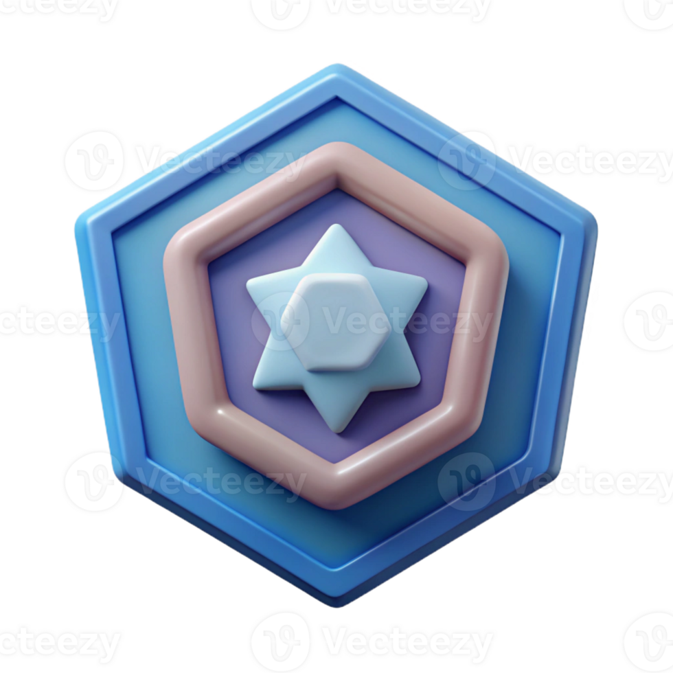 beautiful ethereal art deco Pentagon badge, concentric pentagons. Scalable, clean lines, flat color with Scalable Design. authentic png