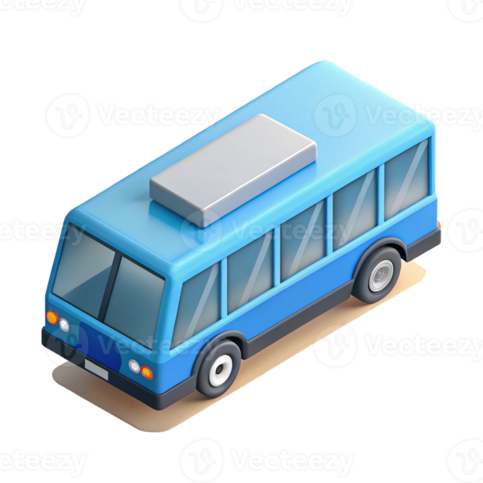 peaceful vibrant Isometric bus. Flat color, symmetrical. with Scalable Design. crisp png