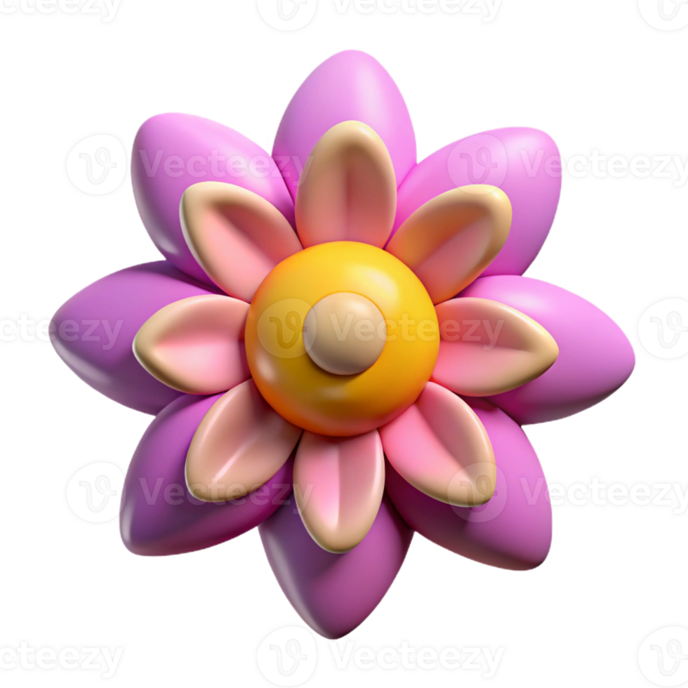 celebrated creative Flower character with petals, flat various colors, crisp edges with Scalable Design. precision png