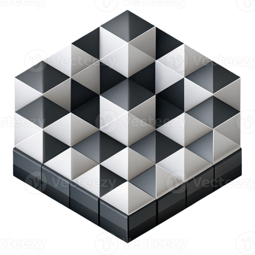 celebrated art deco Geometric isometric pattern with clean lines and alternating black and white tiles with Scalable Design. authentic png