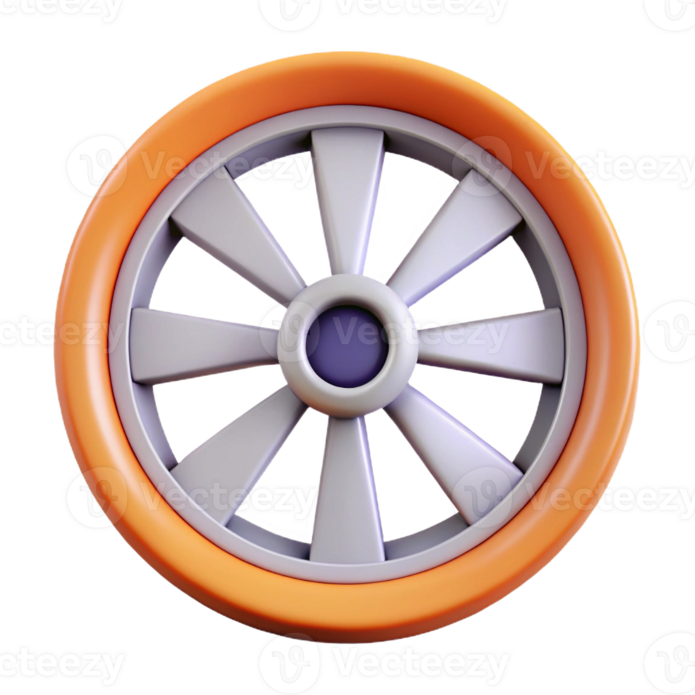 captivating retro Symmetrical technical illustration of a wheel. Flat color, clean lines with Scalable Design. precision png