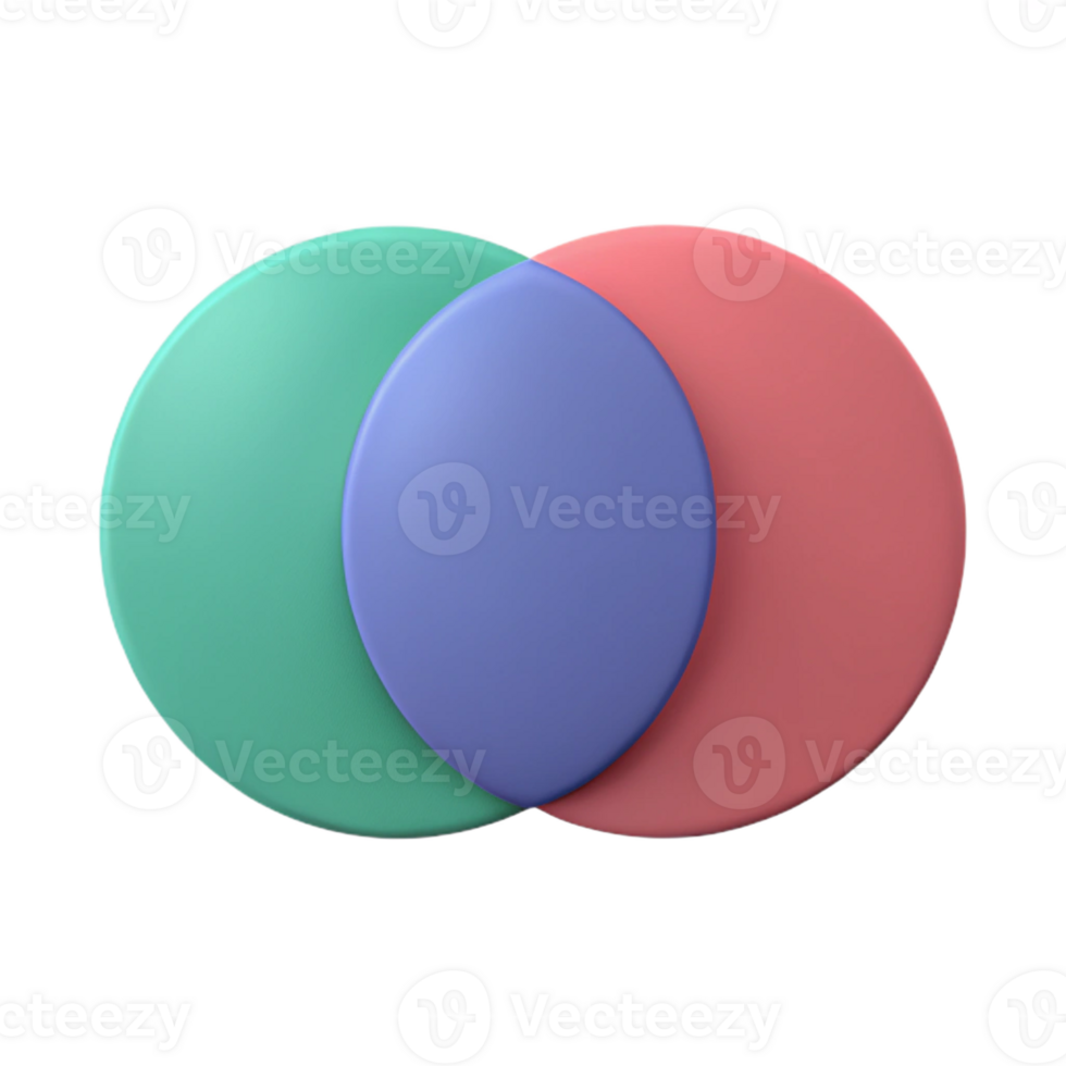 calm vibrant Venn diagram with two overlapping circles. Minimal design, single-weight stroke, flat color with Scalable Design. artisan png