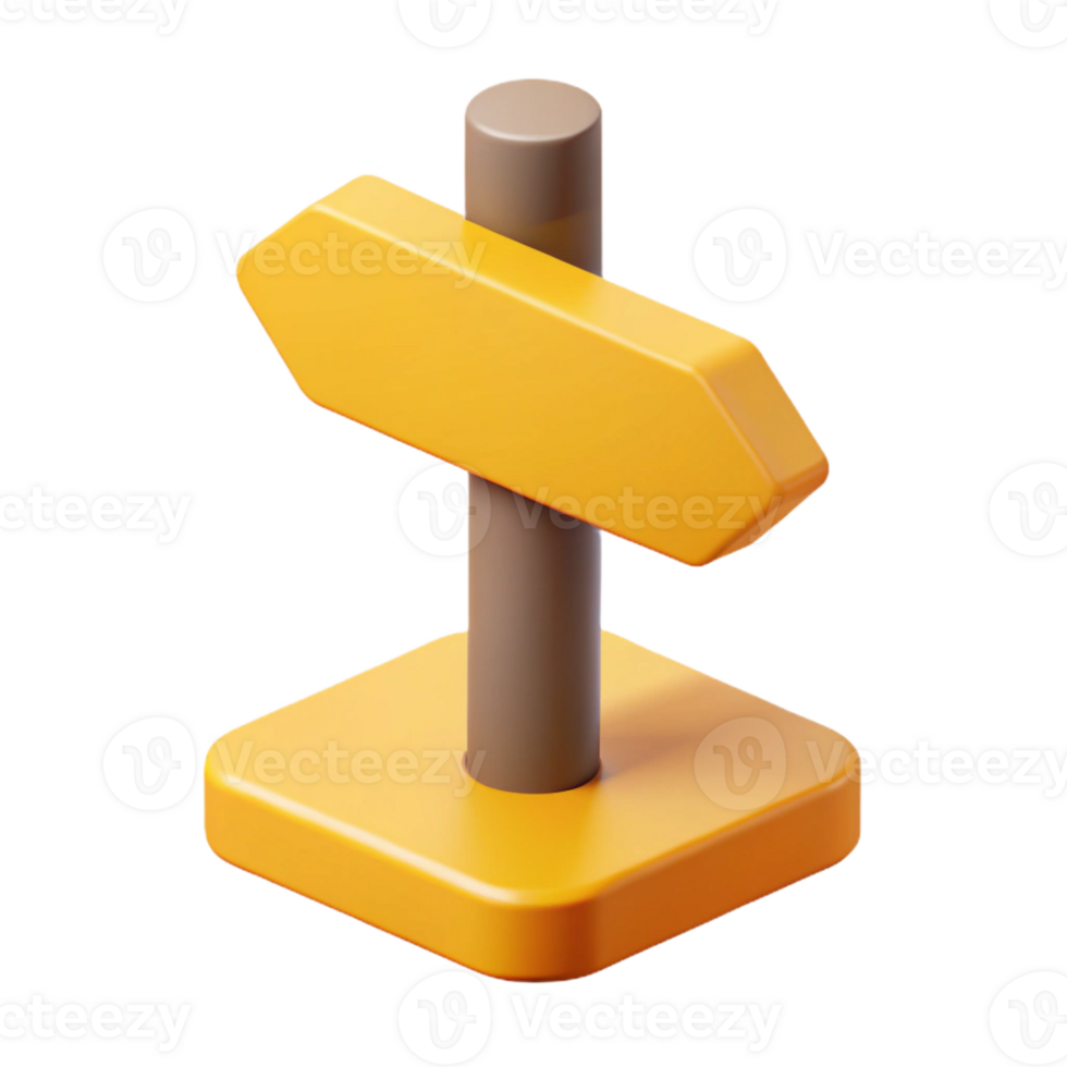pristine distinctive Flat color isometric signpost, crisp edges, yellow with Scalable Design. png