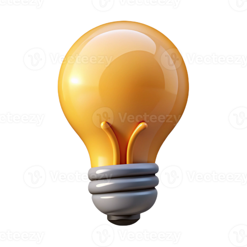 reflective pristine Lightbulb icon with a filament. Crisp edges, single-weight stroke with Scalable Design. 4K png