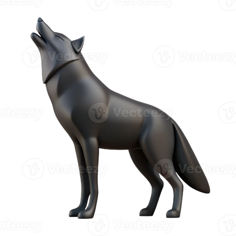 glorious acclaimed Silhouette of a howling wolf. Clean lines, minimal design, flat black color with Scalable Design. png